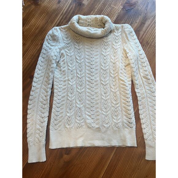 Lauren Ralph Lauren Ivory Cashmere Blend Black Label Cable Knit Sweater Size PXS - Picture 1 of 3